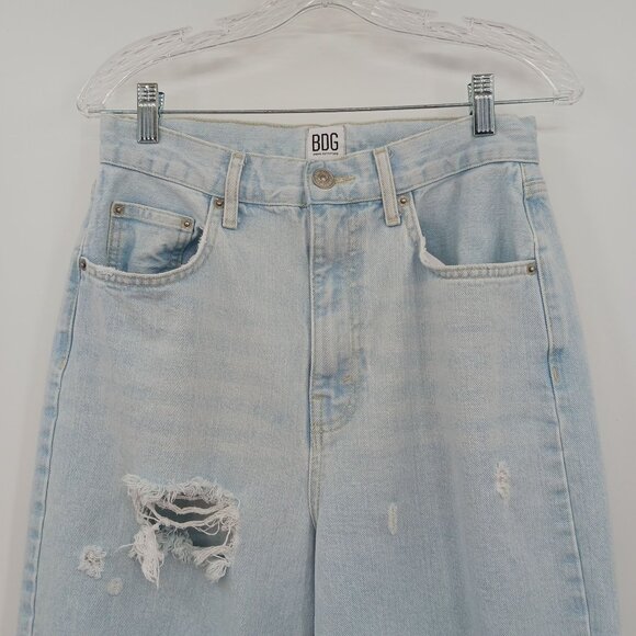 BDG Urban Outfitters High Rise Baggy Jeans Light Wash Distressed Ripped Size 29 - Picture 7 of 14